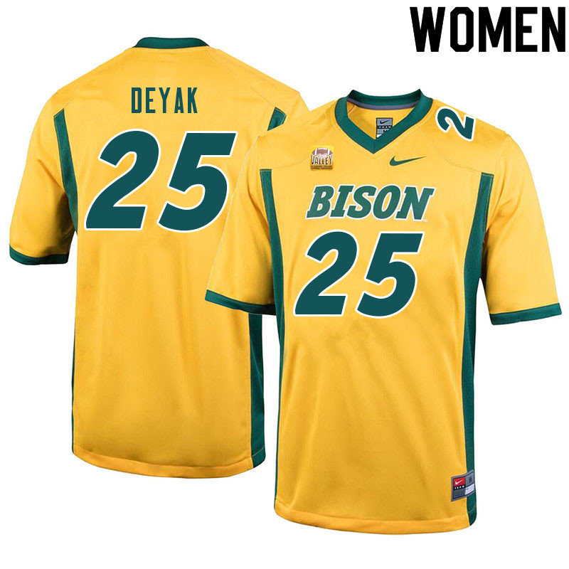 Women #25 Joe Deyak North Dakota State Bison College Football Jerseys Sale-Yellow